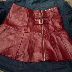 Cider Red Button Studded Skirt